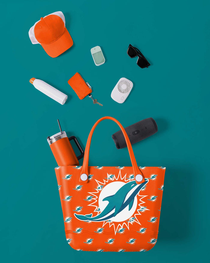 Miami Dolphins Big Logo Mini Print Tailgate Tote Bag FOCO - FOCO.com