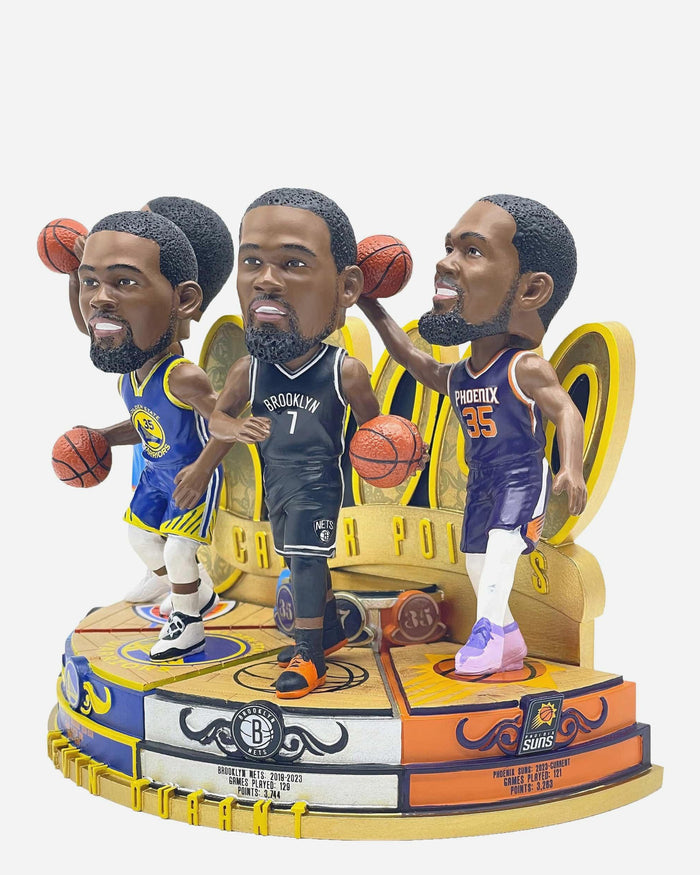 Kevin Durant Oklahoma City Thunder & Golden State Warriors & Brooklyn Nets & Phoenix Suns 30,000 Points Milestone Mini Bobblehead Scene FOCO - FOCO.com