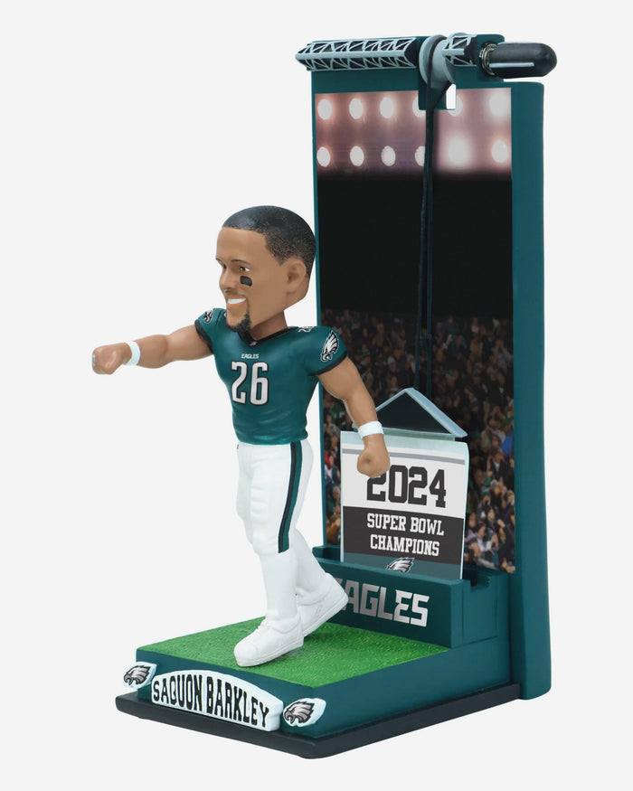 Saquon Barkley Philadelphia Eagles Banner Raising Bobblehead FOCO - FOCO.com