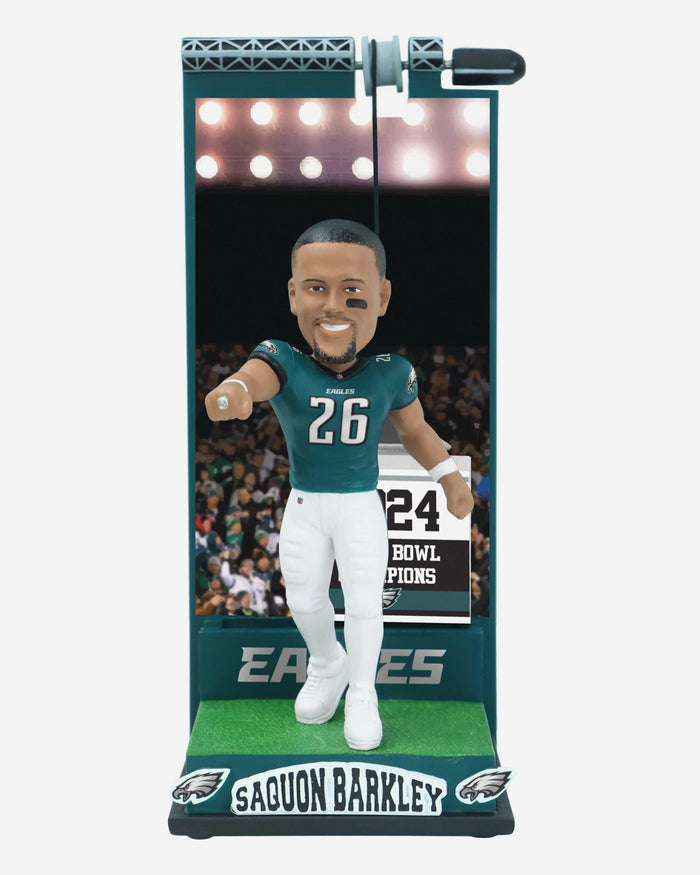 Saquon Barkley Philadelphia Eagles Banner Raising Bobblehead FOCO - FOCO.com