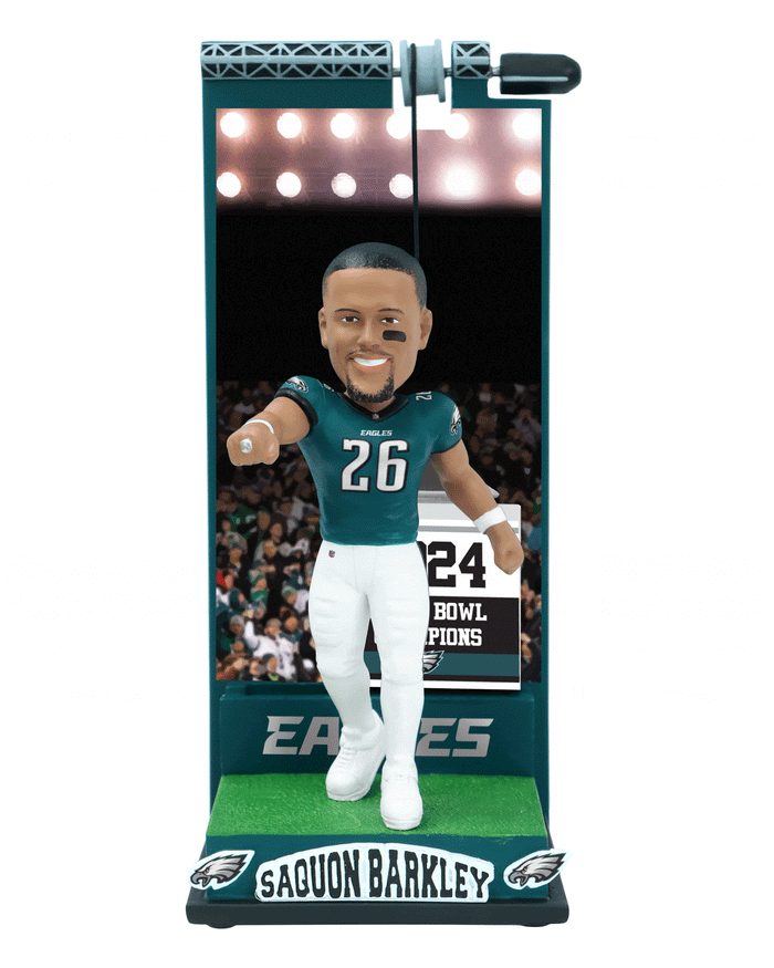 Saquon Barkley Philadelphia Eagles Banner Raising Bobblehead FOCO - FOCO.com