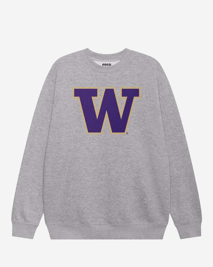 Washington Huskies Primary Logo Crew Neck Sweatshirt FOCO Athletic Heather S - FOCO.com
