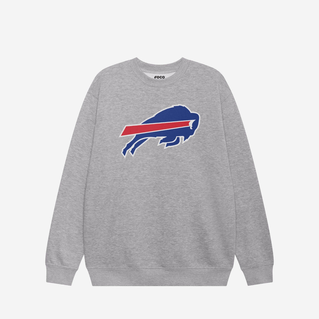 Buffalo Bills Primary Logo Crew Neck Sweatshirt FOCO Athletic Heather S - FOCO.com