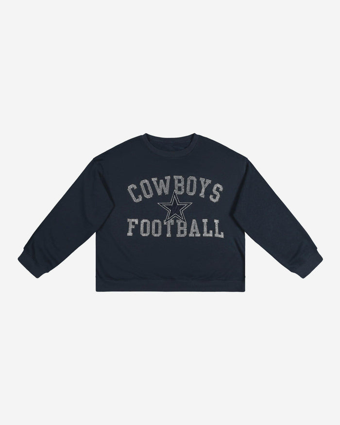 Dallas Cowboys Womens Rhinestone Logo Oversized Crew Neck Sweatshirt FOCO S - FOCO.com