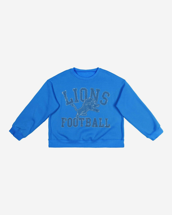 Detroit Lions Womens Rhinestone Logo Oversized Crew Neck Sweatshirt FOCO S - FOCO.com