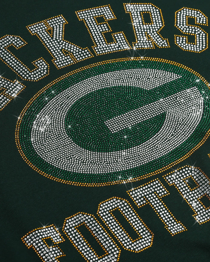 Green Bay Packers Womens Rhinestone Logo Oversized Crew Neck Sweatshirt FOCO S - FOCO.com