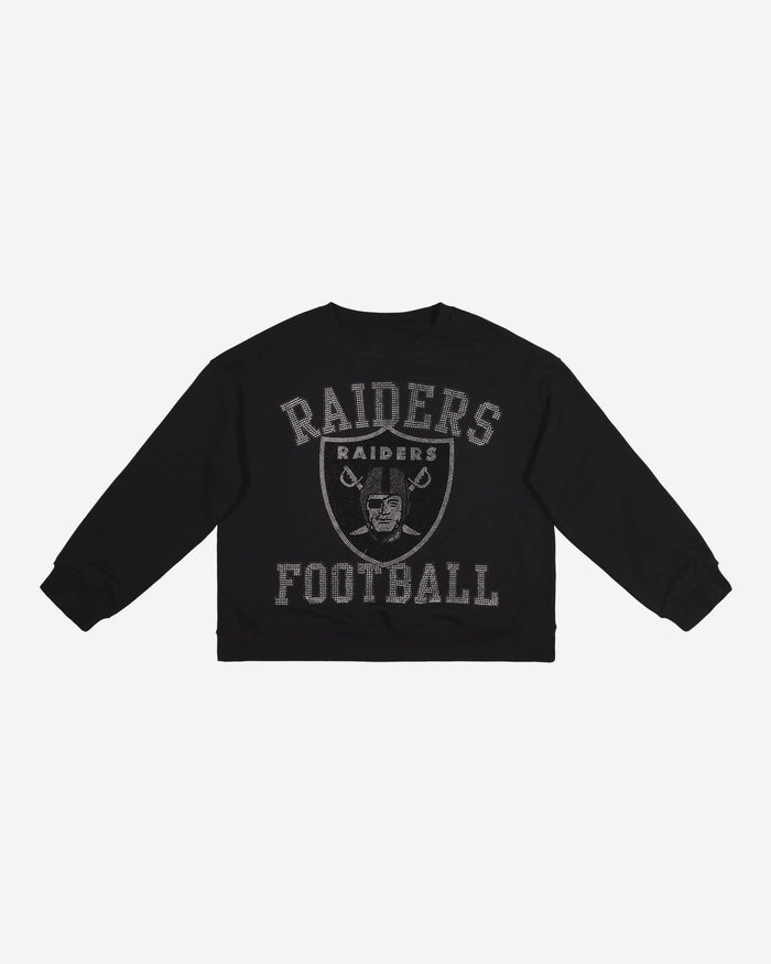 Las Vegas Raiders Womens Rhinestone Logo Oversized Crew Neck Sweatshirt FOCO S - FOCO.com