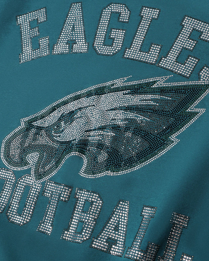 Philadelphia Eagles Womens Rhinestone Logo Oversized Crew Neck Sweatshirt FOCO S - FOCO.com