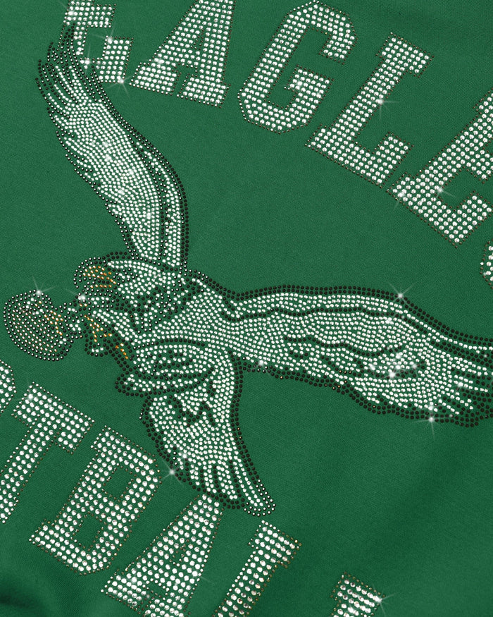 Philadelphia Eagles Womens Kelly Green Rhinestone Logo Oversized Crew Neck Sweatshirt FOCO S - FOCO.com