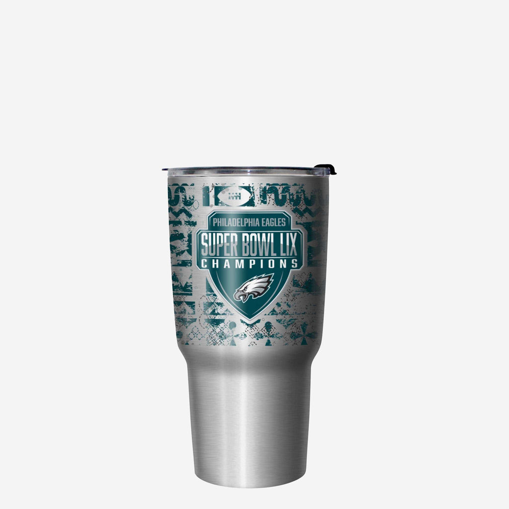 Philadelphia Eagles Super Bowl LIX Champions Stencil Silver 27 oz Stai FOCO
