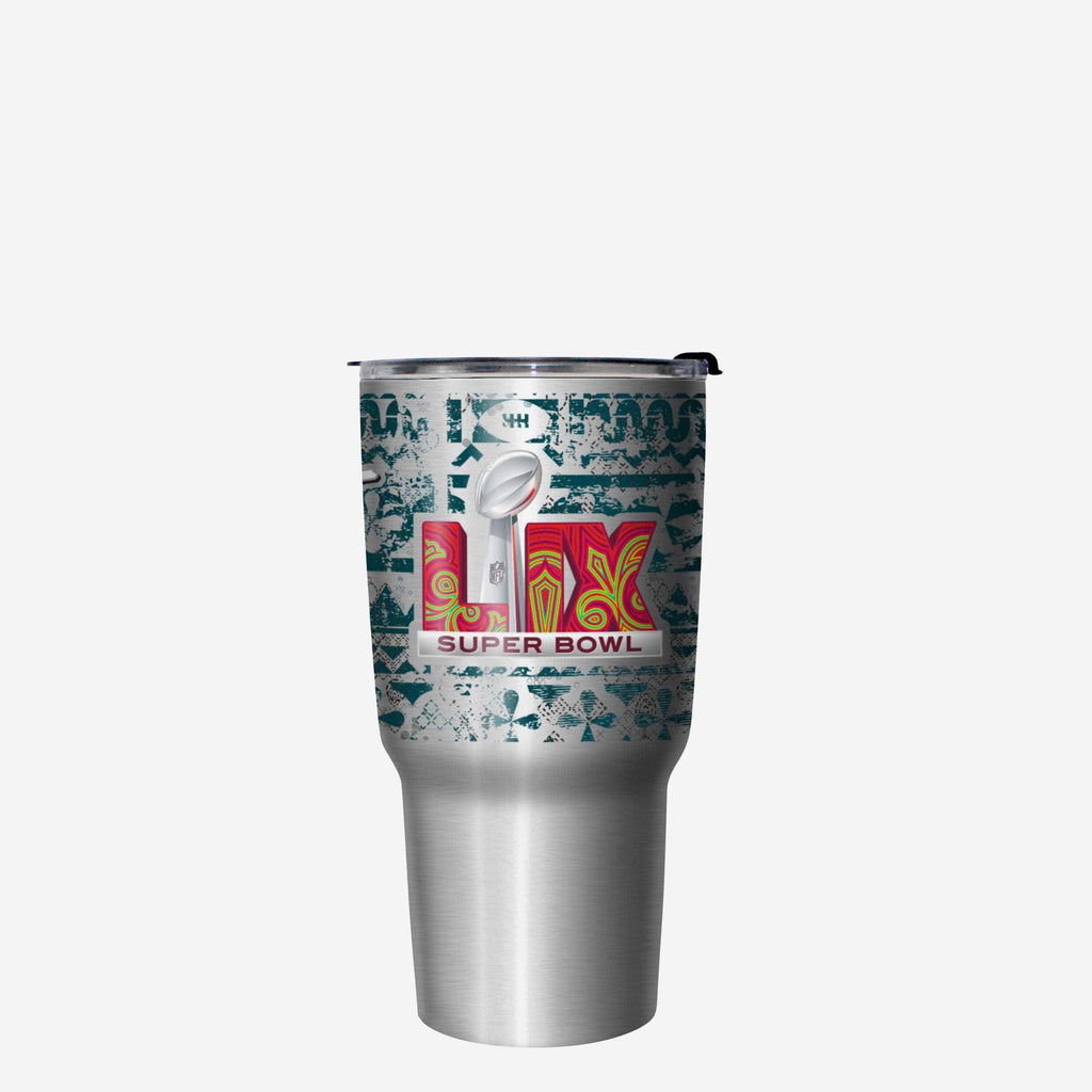 Philadelphia Eagles Super Bowl LIX Champions Stencil Silver 27 oz Stai FOCO