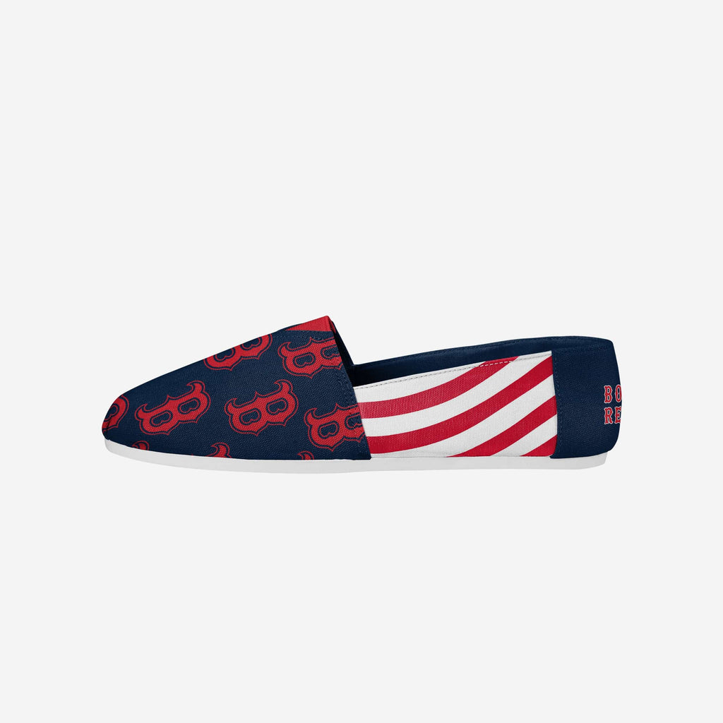 Boston Red Sox Womens Stripe Canvas Shoe FOCO 6 - FOCO.com