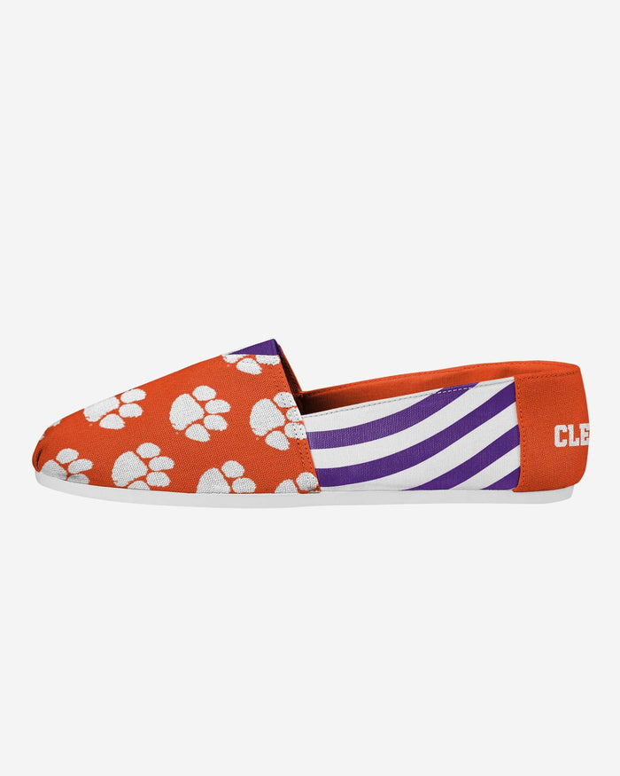 Clemson Tigers Womens Stripe Canvas Shoe FOCO 6 - FOCO.com