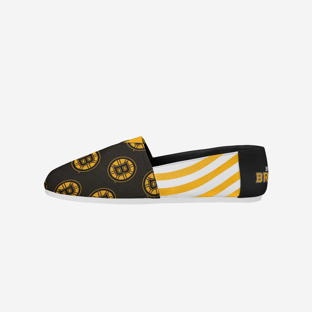 Boston Bruins Womens Stripe Canvas Shoe FOCO 6 - FOCO.com