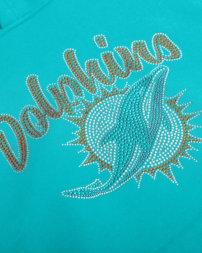 Miami Dolphins Womens Rhinestone Logo Oversized Hoodie FOCO S - FOCO.com