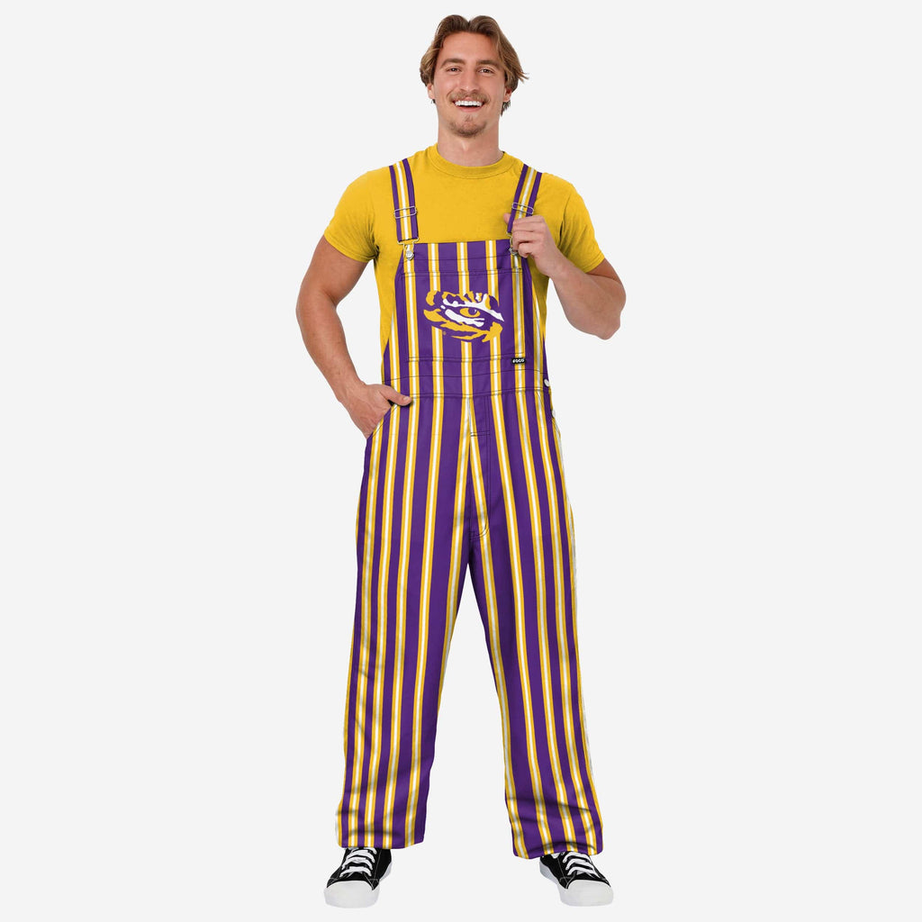 LSU Tigers Mens Sideline Spirit Bib Overalls FOCO S - FOCO.com