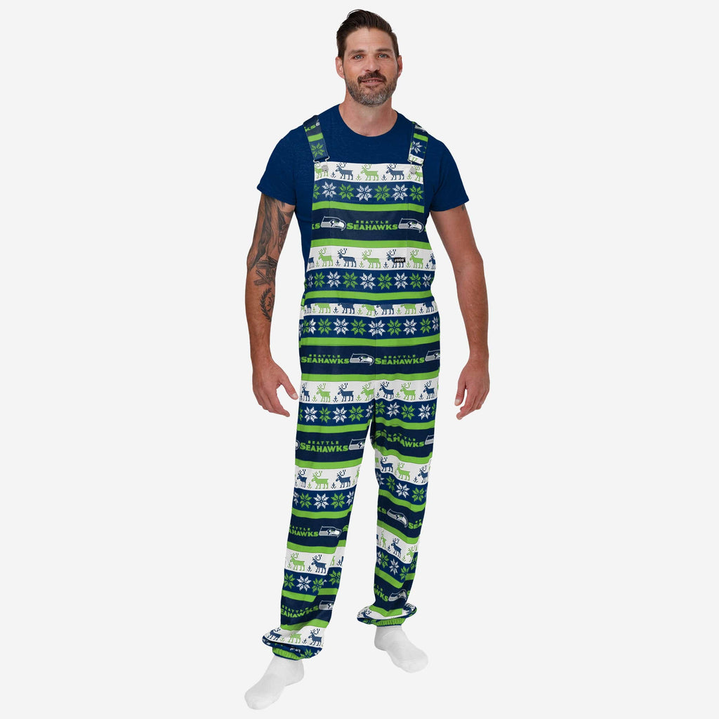 Seattle Seahawks Mens Ugly Home Gating Bib Overalls FOCO S - FOCO.com