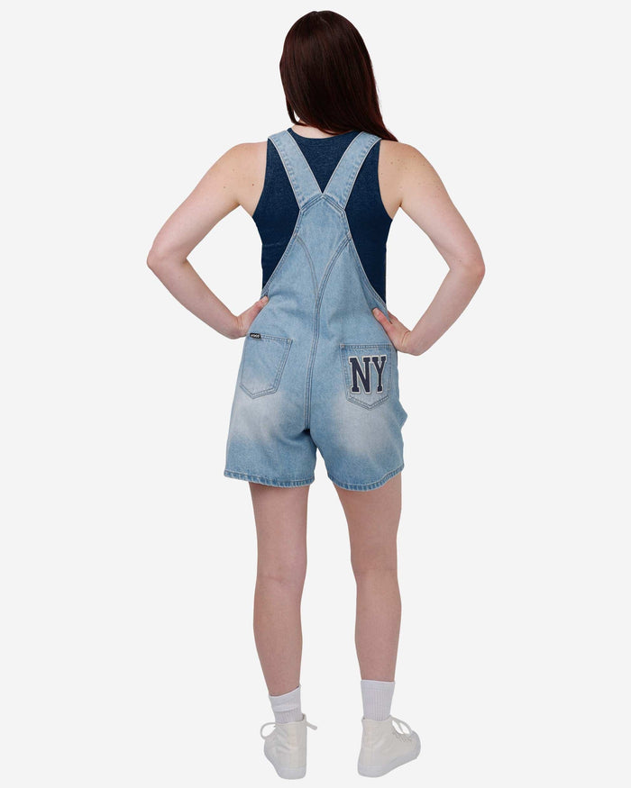 New York Yankees Womens Big Logo Denim Bib Shortalls FOCO - FOCO.com
