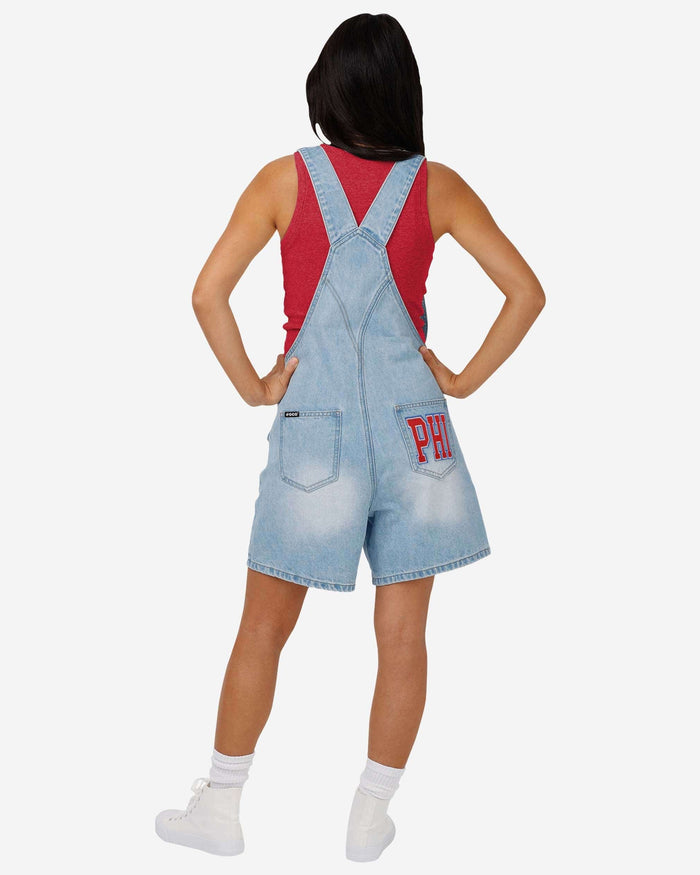 Philadelphia Phillies Womens Big Logo Denim Bib Shortalls FOCO - FOCO.com