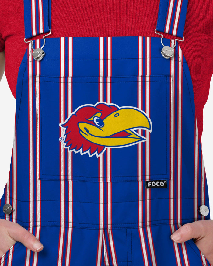 Kansas Jayhawks Womens Sideline Spirit Bib Overalls FOCO XS - FOCO.com