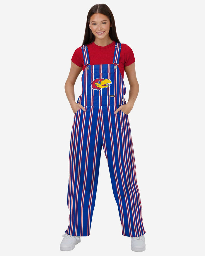 Kansas Jayhawks Womens Sideline Spirit Bib Overalls FOCO XS - FOCO.com
