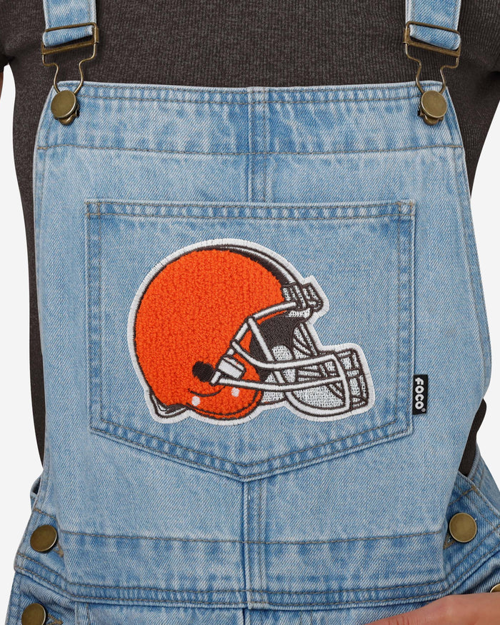 Cleveland Browns Womens Big Logo Denim Bib Shortalls FOCO - FOCO.com