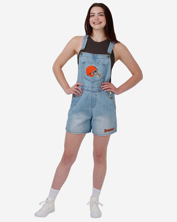 Cleveland Browns Womens Big Logo Denim Bib Shortalls FOCO S - FOCO.com