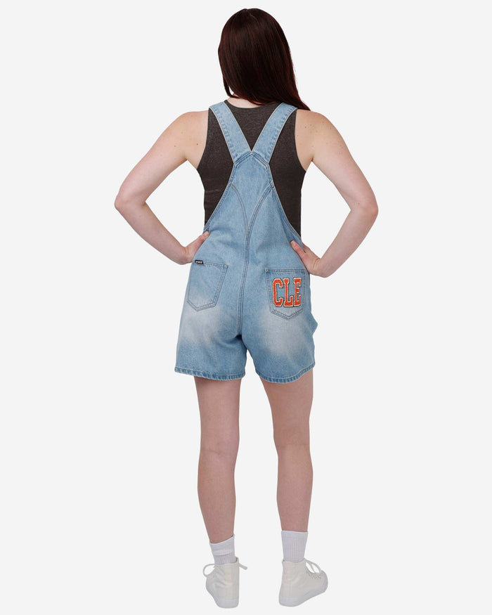 Cleveland Browns Womens Big Logo Denim Bib Shortalls FOCO - FOCO.com