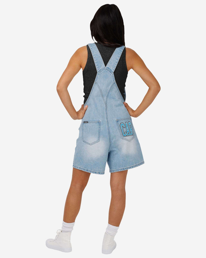 Carolina Panthers Womens Big Logo Denim Bib Shortalls FOCO - FOCO.com