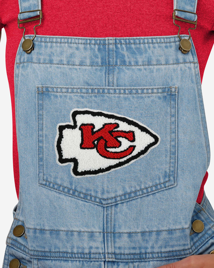 Kansas City Chiefs Womens Big Logo Denim Bib Shortalls FOCO - FOCO.com