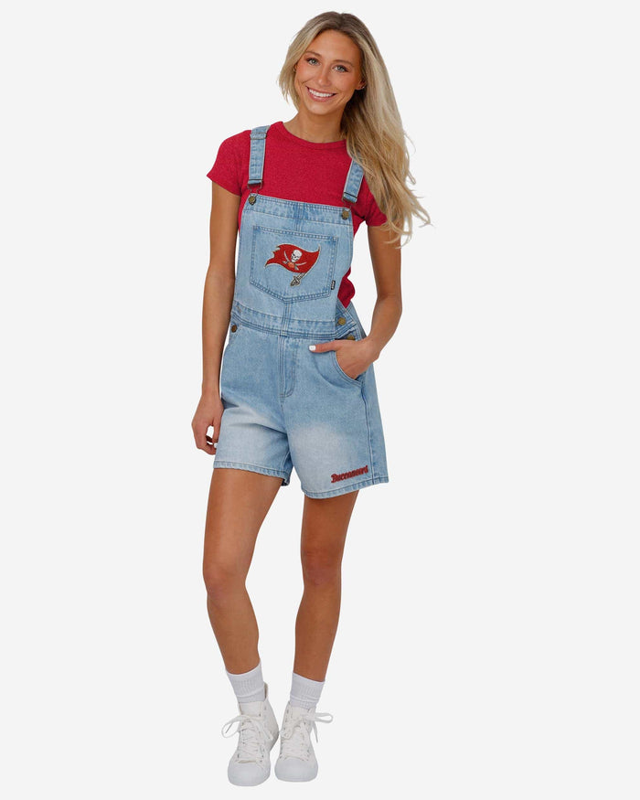 Tampa Bay Buccaneers Womens Big Logo Denim Bib Shortalls FOCO S - FOCO.com