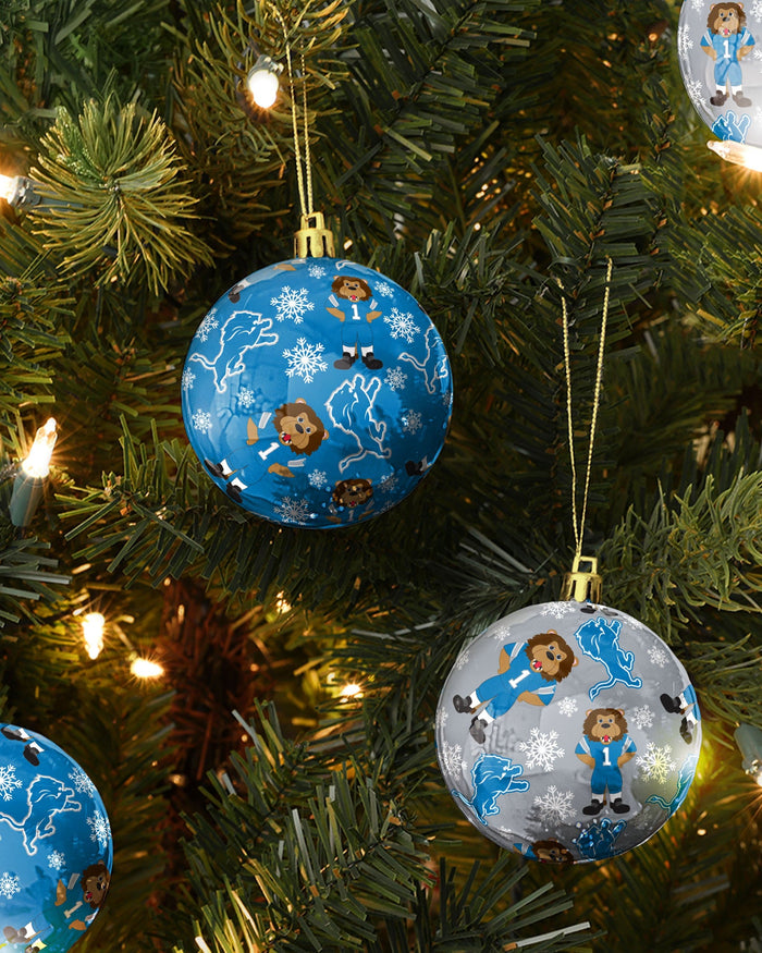 Detroit Lions 4 Pack Ball Mascot Ornament Set FOCO - FOCO.com
