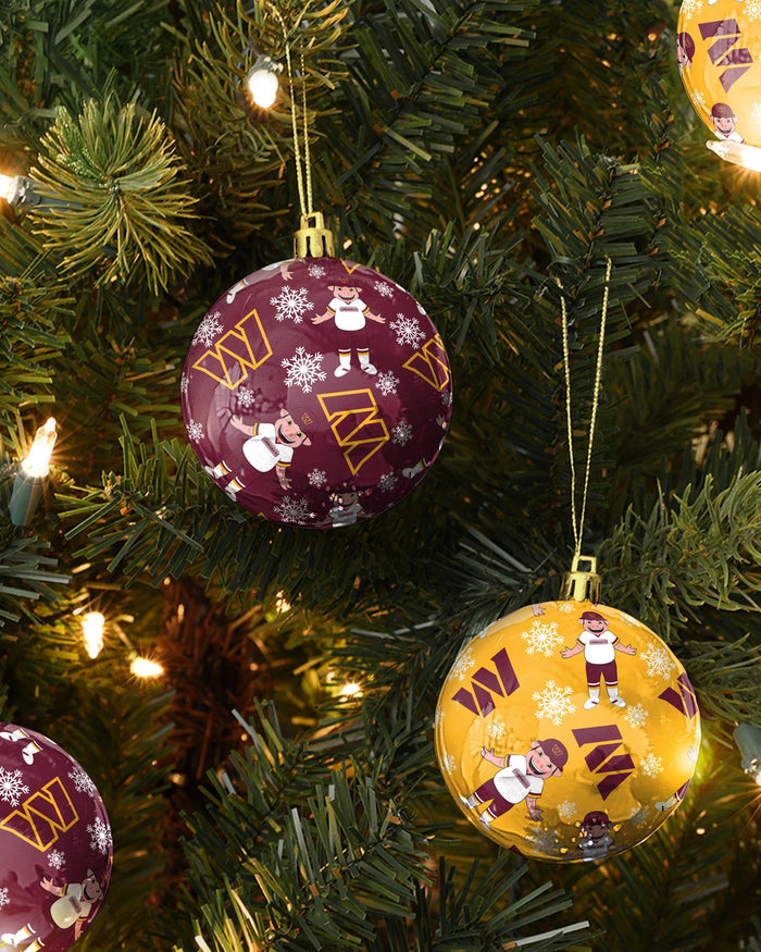 Washington Commanders 4 Pack Ball Mascot Ornament Set FOCO - FOCO.com