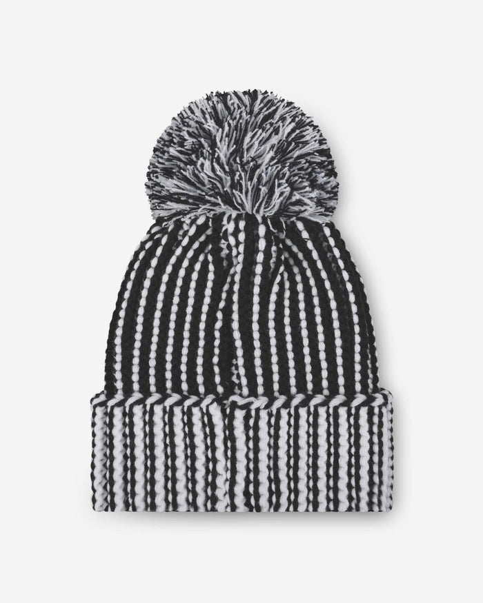 Las Vegas Raiders Primary Logo Vertical Knit Pom Beanie FOCO - FOCO.com