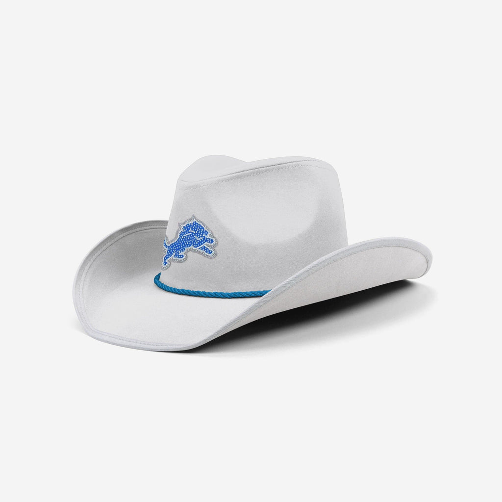 Detroit Lions White Rhinestone Logo Cowboy Hat FOCO - FOCO.com