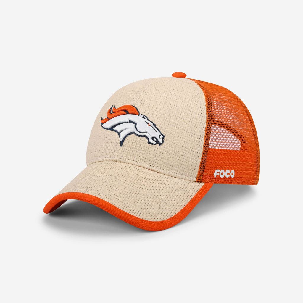 Denver Broncos Straw Trucker Cap FOCO - FOCO.com