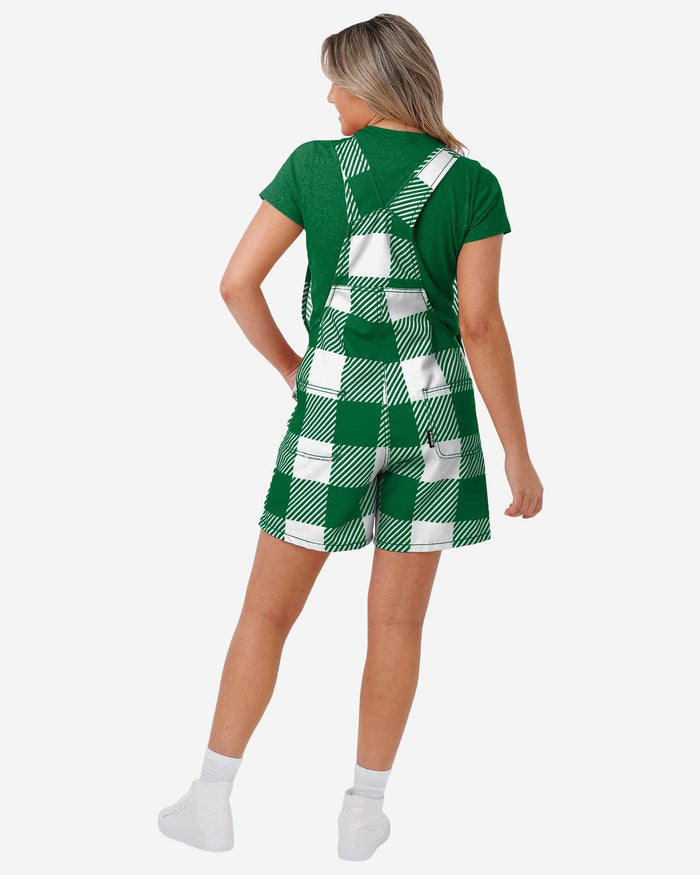 Philadelphia Eagles Womens Kelly Green Plaid Bib Shortalls FOCO - FOCO.com