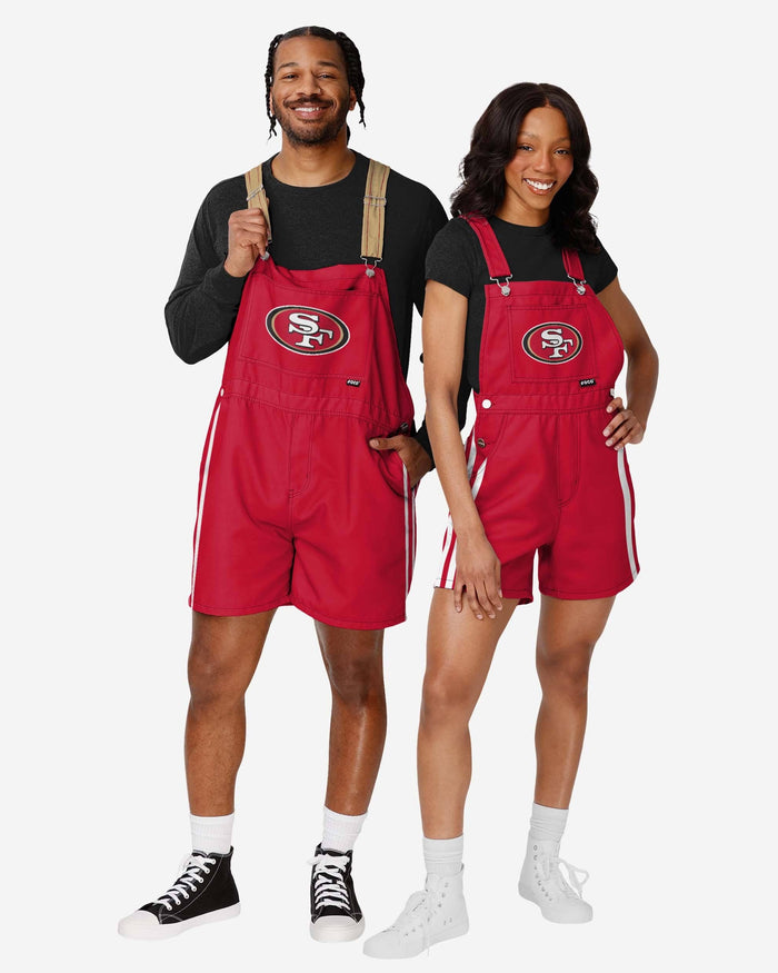 San Francisco 49ers Womens Team Stripe Bib Shortalls FOCO - FOCO.com