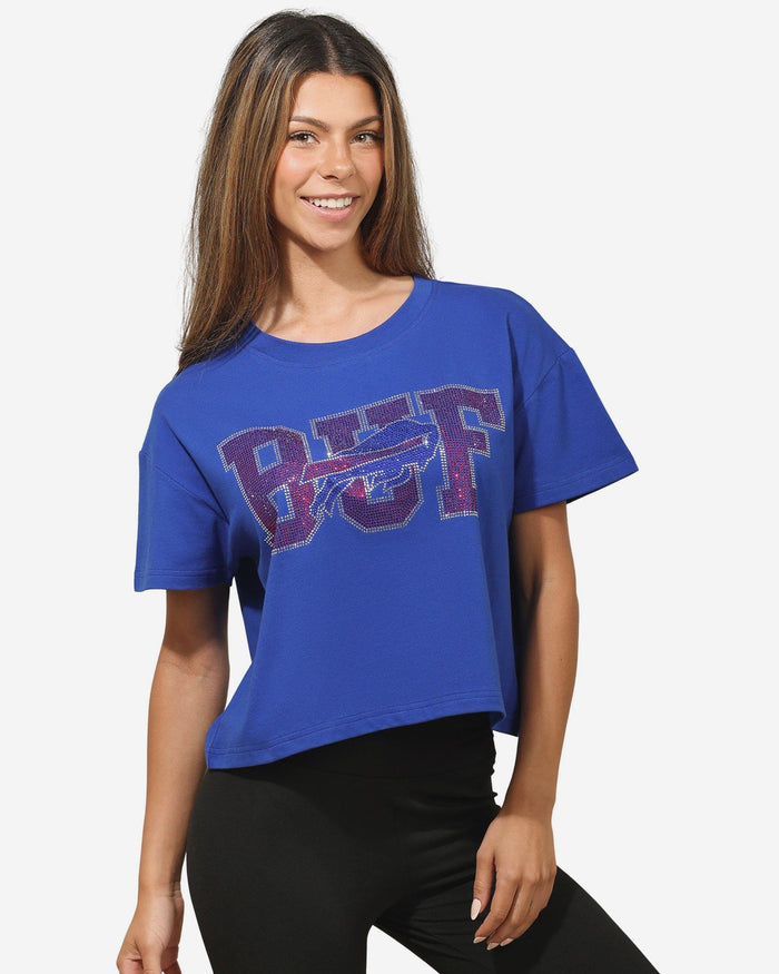 Buffalo Bills Womens Rhinestone Logo Crop Top FOCO S - FOCO.com