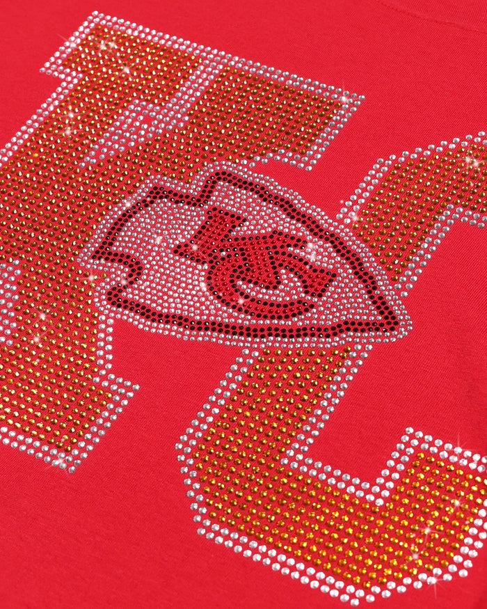 Kansas City Chiefs Womens Rhinestone Logo Crop Top FOCO S - FOCO.com