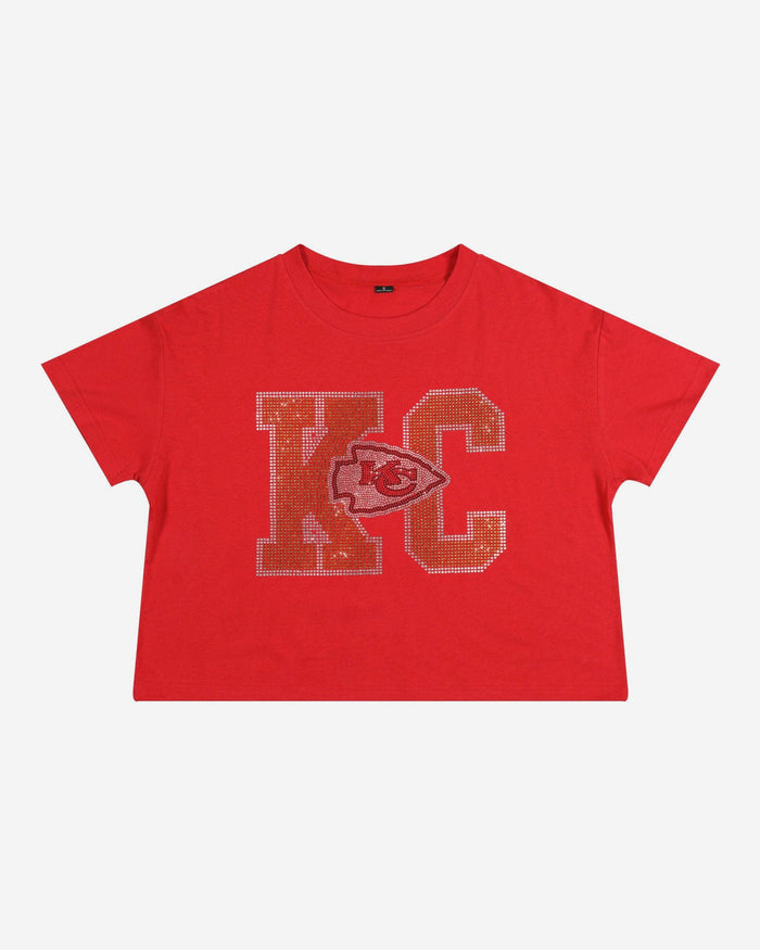 Kansas City Chiefs Womens Rhinestone Logo Crop Top FOCO S - FOCO.com