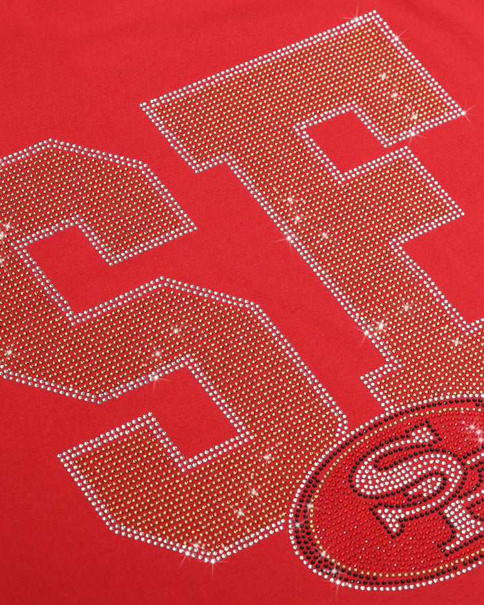 San Francisco 49ers Womens Rhinestone Logo Crop Top FOCO S - FOCO.com