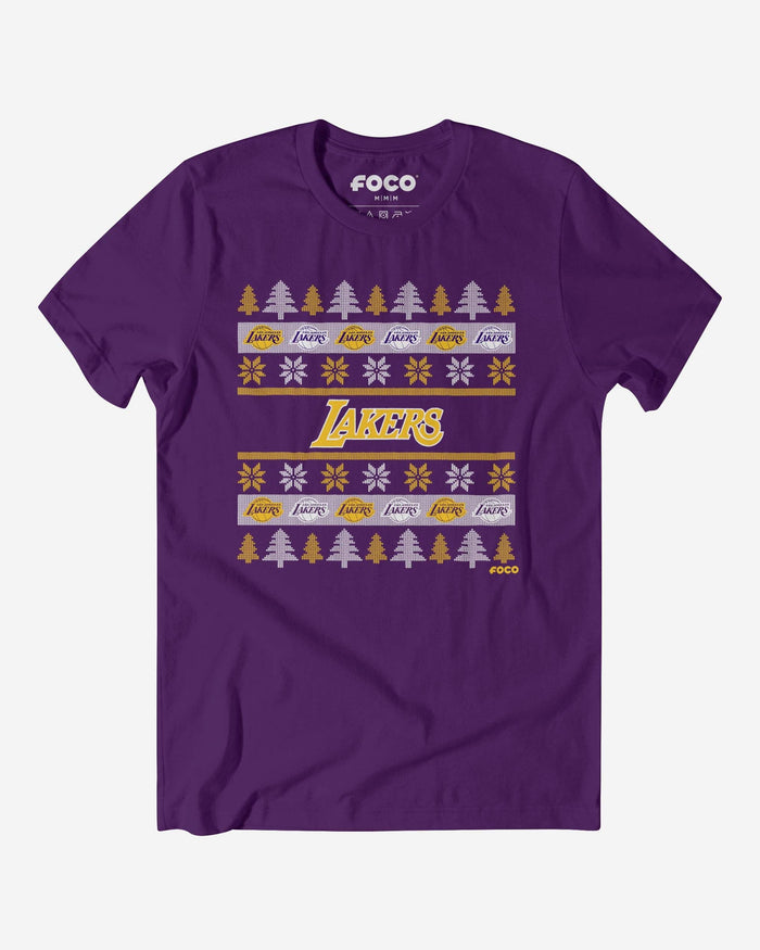 Los Angeles Lakers Holiday Sweater T-Shirt FOCO Team Purple S - FOCO.com