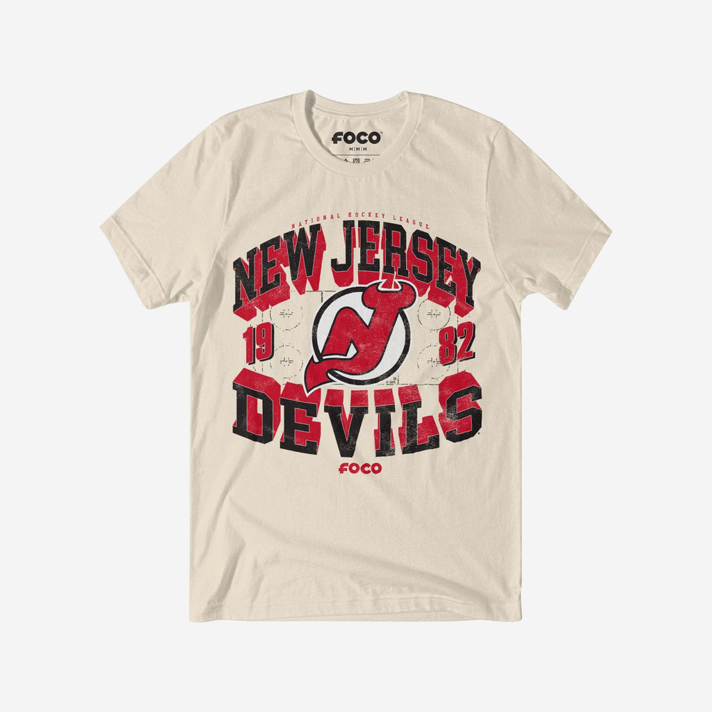 New Jersey Devils Rink Arched Wordmark T-Shirt FOCO S - FOCO.com