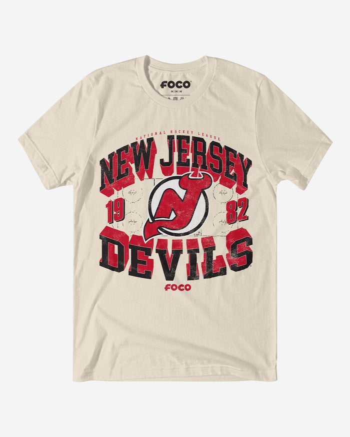 New Jersey Devils Rink Arched Wordmark T-Shirt FOCO S - FOCO.com
