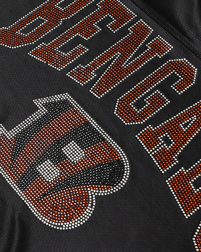 Cincinnati Bengals Womens Rhinestone Logo Oversized V-Neck Mesh T-Shirt FOCO S - FOCO.com