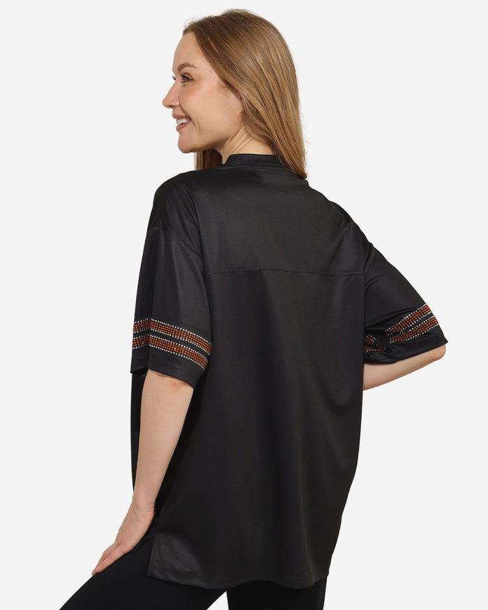 Cincinnati Bengals Womens Rhinestone Logo Oversized V-Neck Mesh T-Shirt FOCO S - FOCO.com