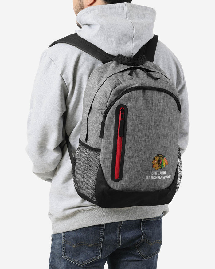 Chicago Blackhawks Heather Grey Bold Color Backpack FOCO - FOCO.com