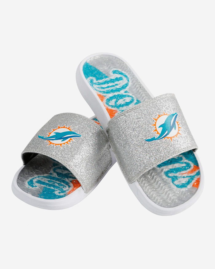 Miami Dolphins Womens Glitter Gel Slide FOCO - FOCO.com