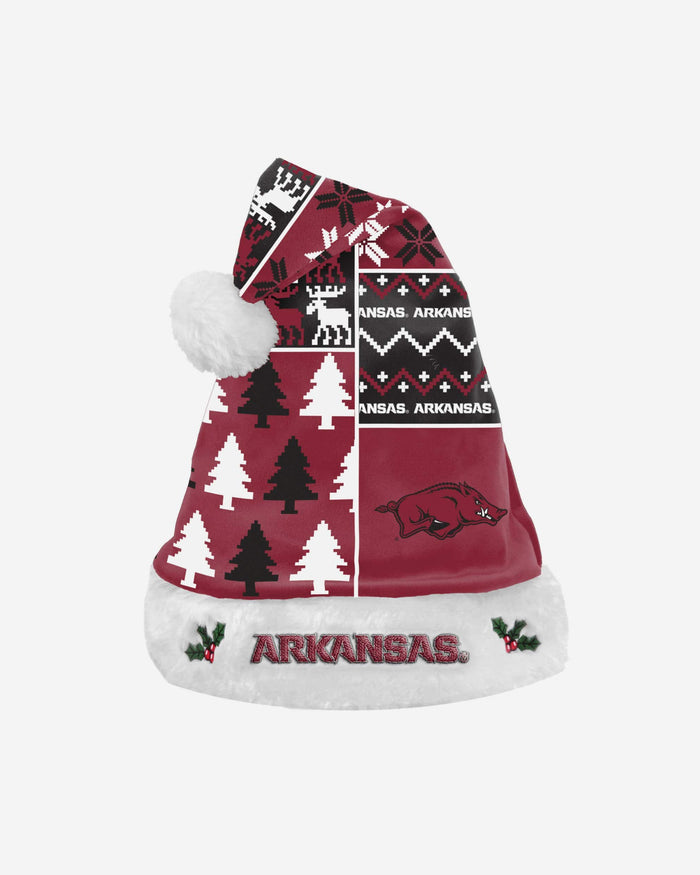 Arkansas Razorbacks Busy Block Family Holiday Santa Hat FOCO - FOCO.com